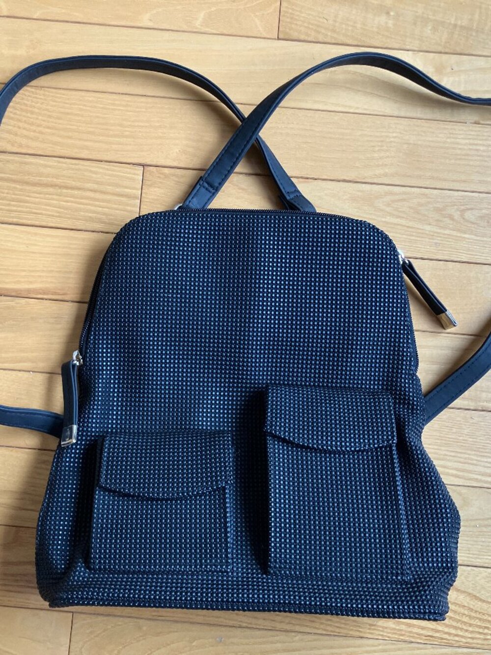 Urban oxide black rubber textured backpack